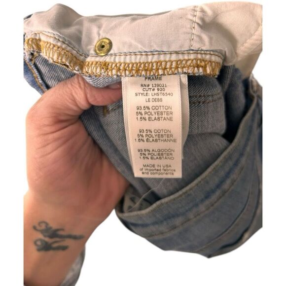 Paige Le High Straight Leg Jeans Size 25 Distressed Light Wash Destroyed - Picture 9 of 10